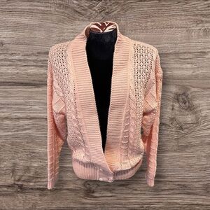 Chaus Pink Cable Knit Acrylic Sweater Cardigan Size Medium